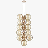 16 - Light Modern Glass Ball Bubble Chandelier New Brass Finish Hardware with Mercury Glass, E12 Base - BUILDMYPLACE