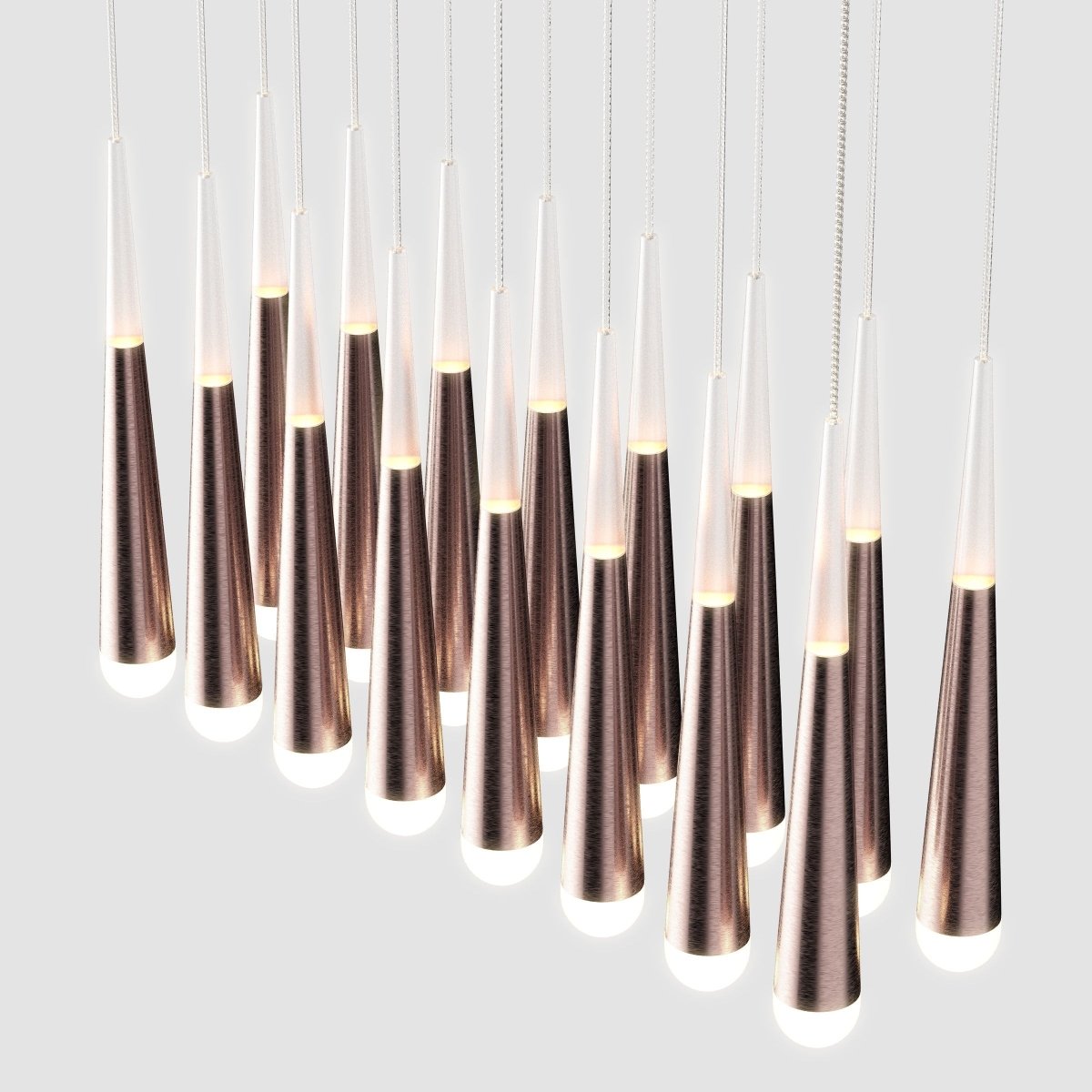 16 - Lights LED Linear Pendant Light Fixture, Dimmable, 3000K (Warm White), Brushed Brown - BUILDMYPLACE