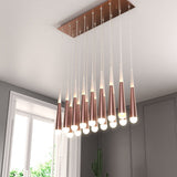 16 - Lights LED Linear Pendant Light Fixture, Dimmable, 3000K (Warm White), Brushed Brown - BUILDMYPLACE