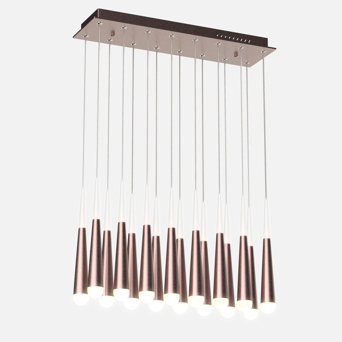 16 - Lights LED Linear Pendant Light Fixture, Dimmable, 3000K (Warm White), Brushed Brown - BUILDMYPLACE