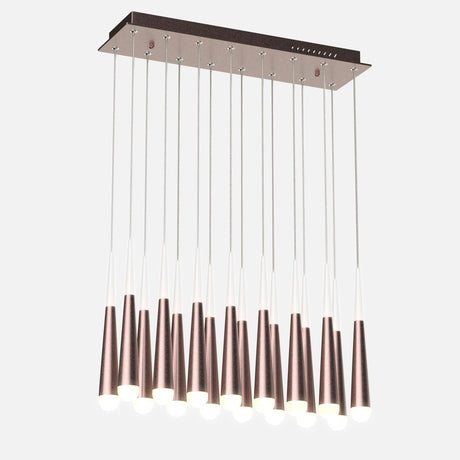 16 - Lights LED Linear Pendant Light Fixture, Dimmable, 3000K (Warm White), Brushed Brown - BUILDMYPLACE