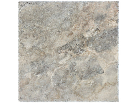 16 X 16 In Silver Ash Brushed & Chiseled Travertine