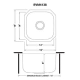 16 x 16 inch Bar Prep Sink Undermount 16 Gauge Stainless Steel - BUILDMYPLACE