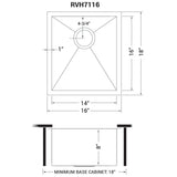 16 x 18 inch Undermount Bar Prep Tight Radius 16 Gauge Kitchen Sink Stainless Steel Single Bowl - BUILDMYPLACE