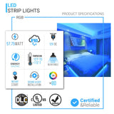 16.4ft RGB Waterproof LED Strip Lights, 1365LM, RGB (Red, Green, Blue), Flexible LED Rope/Tape Lights - BUILDMYPLACE