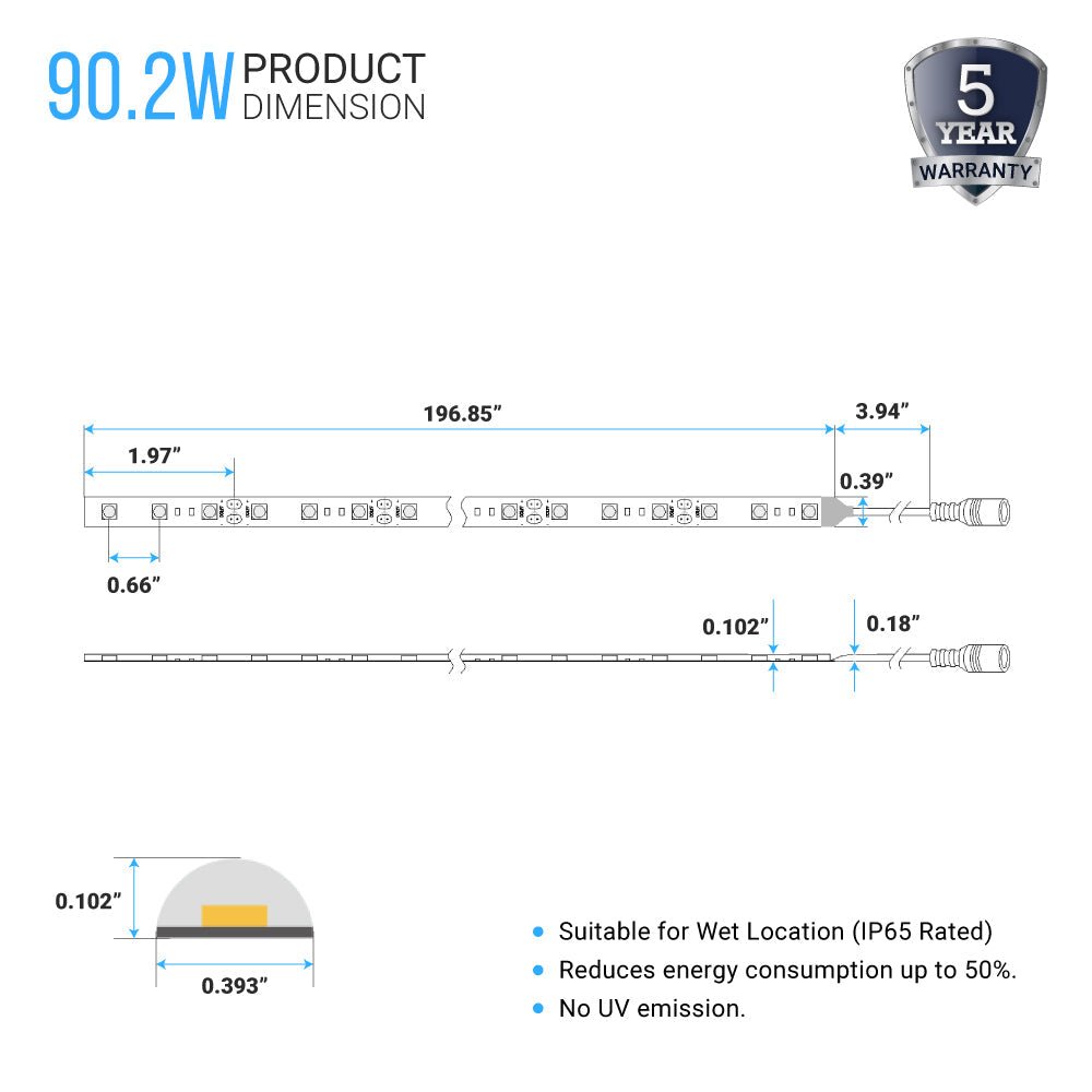 16.4ft RGBW LED Strip Lights, SMD5050, Flexible, 12V Power Supply, Color Changing Waterproof LED Tape Lights - BUILDMYPLACE