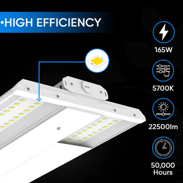 2FT LED Linear High Bay Light, 165W, 5700K, 22500LM, Linear Hanging Light For Industrial Factories, Commercial Factories, Retail Shop, Warehouse Lighting