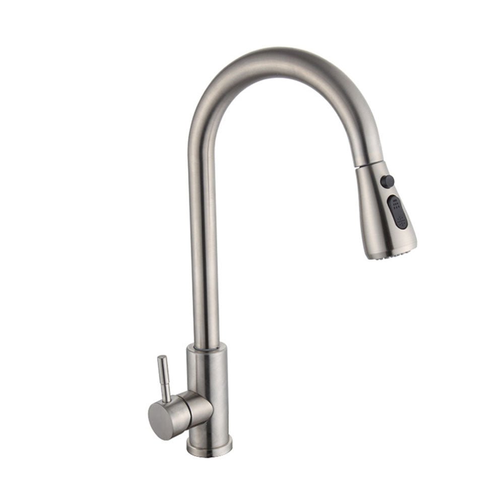 16.92 Inches Single Handle Pull - down Sprayer Kitchen Faucet With Plate, and Brass Body - BUILDMYPLACE