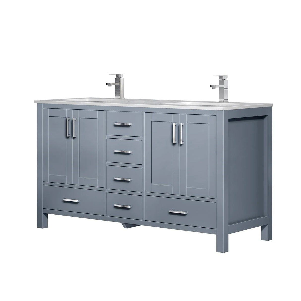 Jacques Dark Grey Freestanding Bathroom Vanity with White Carrara Marble Top, White Square Sink