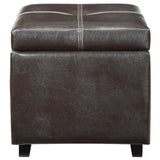 17 Inch L x 17 Inch W x 17 Inch H - Treasure Upholstered Vinyl Ottoman in Black - BUILDMYPLACE