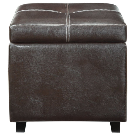 17 Inch L x 17 Inch W x 17 Inch H - Treasure Upholstered Vinyl Ottoman in Black - BUILDMYPLACE