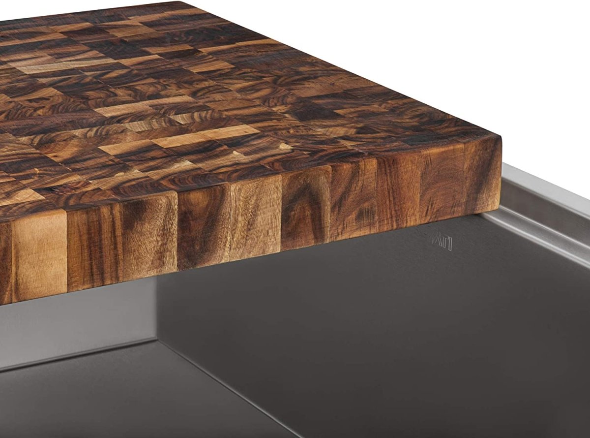 17 x 16 x 2 inch thick End - Grain Acacia Butcher Block Solid Wood Large Cutting Board - BUILDMYPLACE