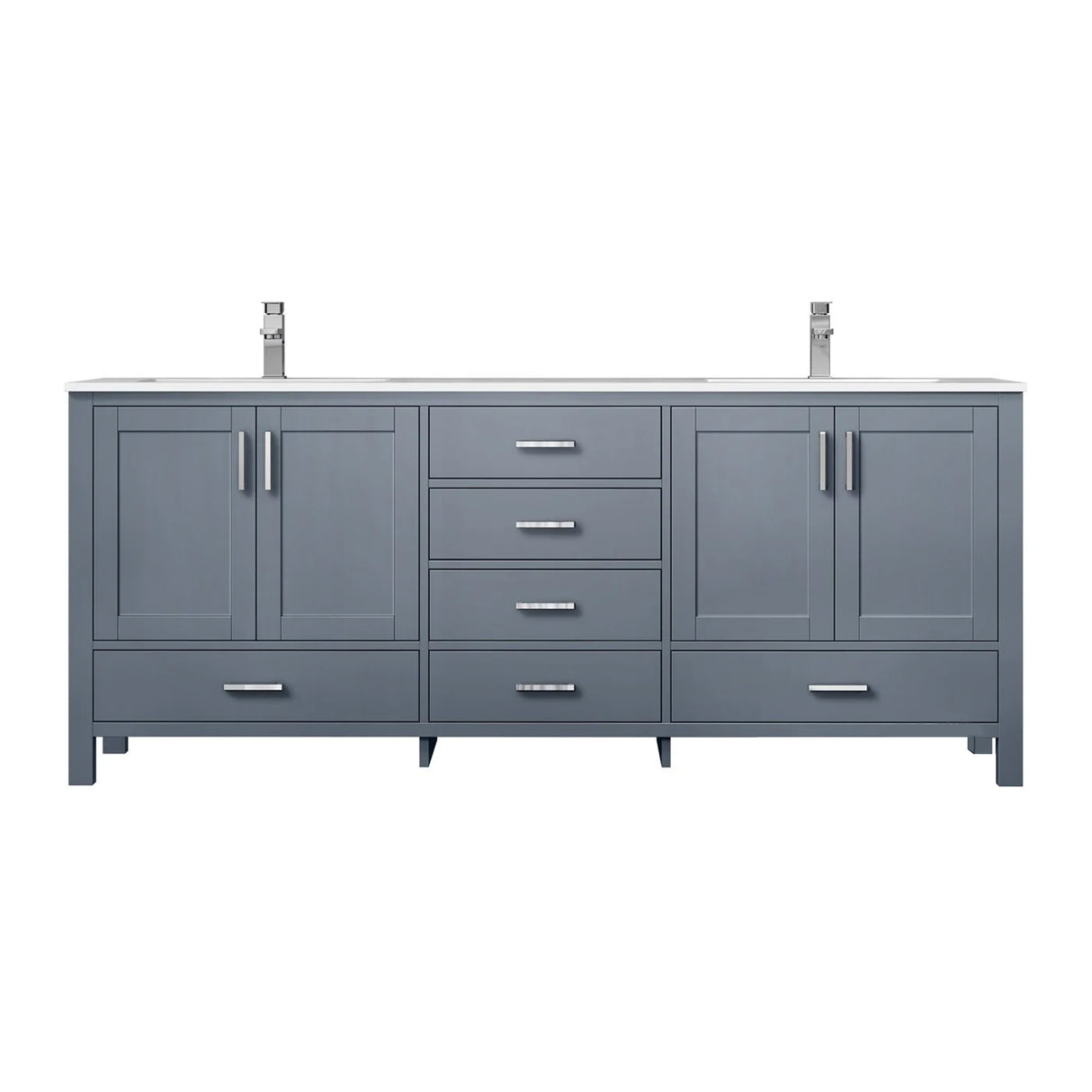 Jacques Dark Grey Freestanding Bathroom Vanity with White Carrara Marble Top, White Square Sink