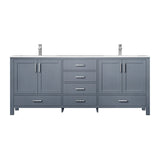 Jacques Dark Grey Freestanding Bathroom Vanity with White Carrara Marble Top, White Square Sink
