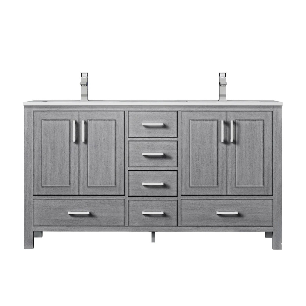 Jacques Distressed Grey Freestanding Bathroom Vanity with White Carrara Marble Top, White Square Sink