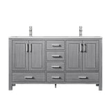 Jacques Distressed Grey Freestanding Bathroom Vanity with White Carrara Marble Top, White Square Sink