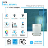 17W Sconce Dimmable Wall Light Fixture W/ DOB Module - 4000K - 1100 Lumens - Energy Star Rated Wall Mounted Lights - BUILDMYPLACE