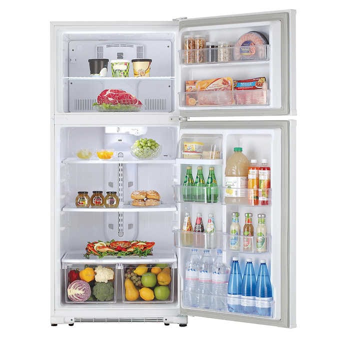 18 cu. ft. Top Freezer Refrigerator With Glass Shelves and Garage Ready In White - BUILDMYPLACE