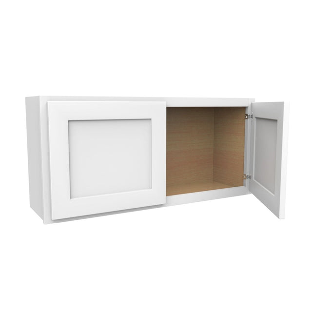 18 Inch High Double Door Wall Cabinet - Luxor White Shaker - Ready To Assemble, 39"W x 18"H x 12"D - BUILDMYPLACE