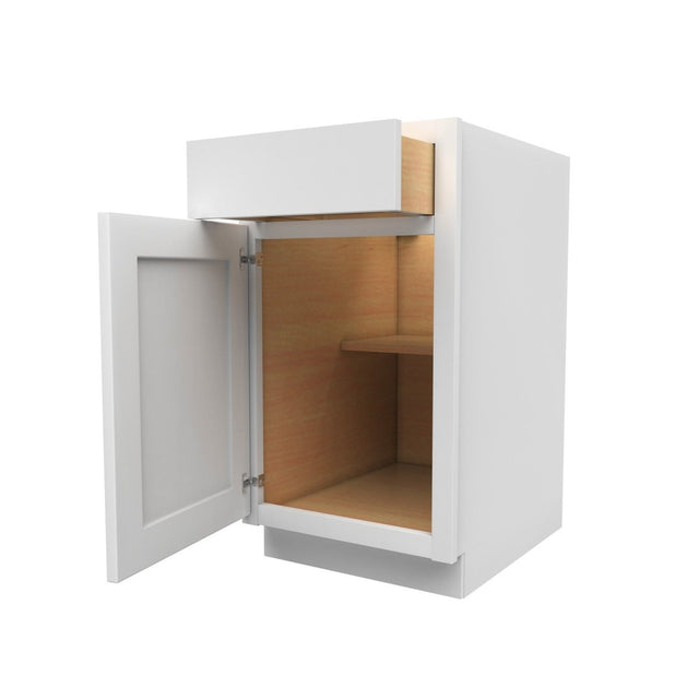 18 Inch Wide Accessible ADA - Single Door Base Cabinet - Luxor White Shaker - Ready To Assemble, 18"W x 32.5"H x 24"D - BUILDMYPLACE