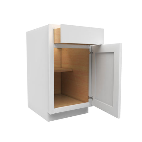 18 Inch Wide Accessible ADA - Single Door Base Cabinet - Luxor White Shaker - Ready To Assemble, 18"W x 32.5"H x 24"D - BUILDMYPLACE