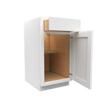 18 Inch Wide Single Door Base Cabinet - Luxor White Shaker - Ready To Assemble, 18"W x 34.5"H x 24"D - BUILDMYPLACE