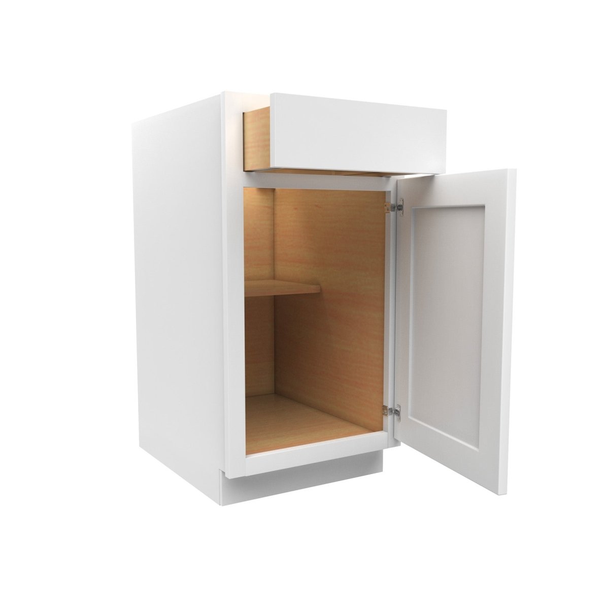 18 Inch Wide Single Door Base Cabinet - Luxor White Shaker - Ready To Assemble, 18"W x 34.5"H x 24"D - BUILDMYPLACE