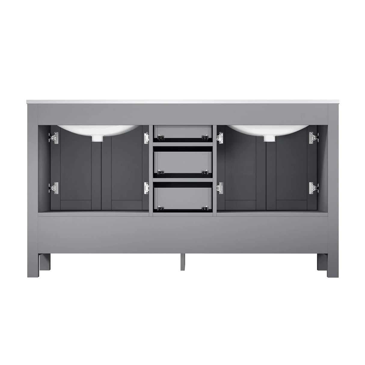 Jacques Distressed Grey Freestanding Bathroom Vanity with White Carrara Marble Top, White Square Sink