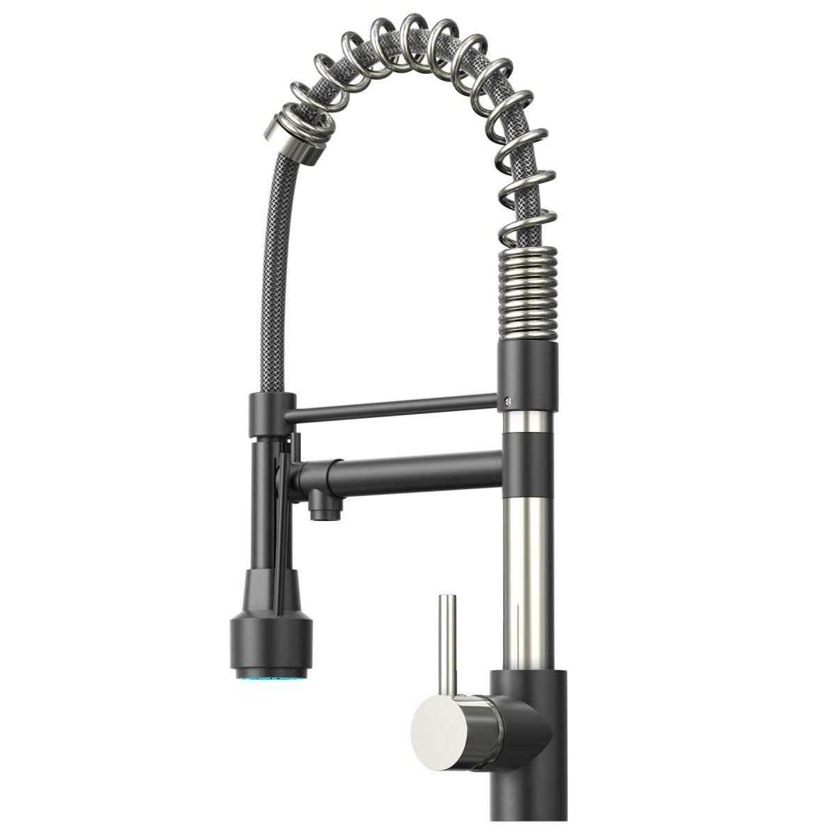 19.29 Inches Single Handle Pull - down Sprayer Kitchen Faucet With Black Plate - BUILDMYPLACE