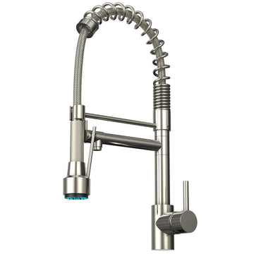 19.29 Inches Single Handle Pull - down Sprayer Kitchen Faucet With Black Plate - BUILDMYPLACE