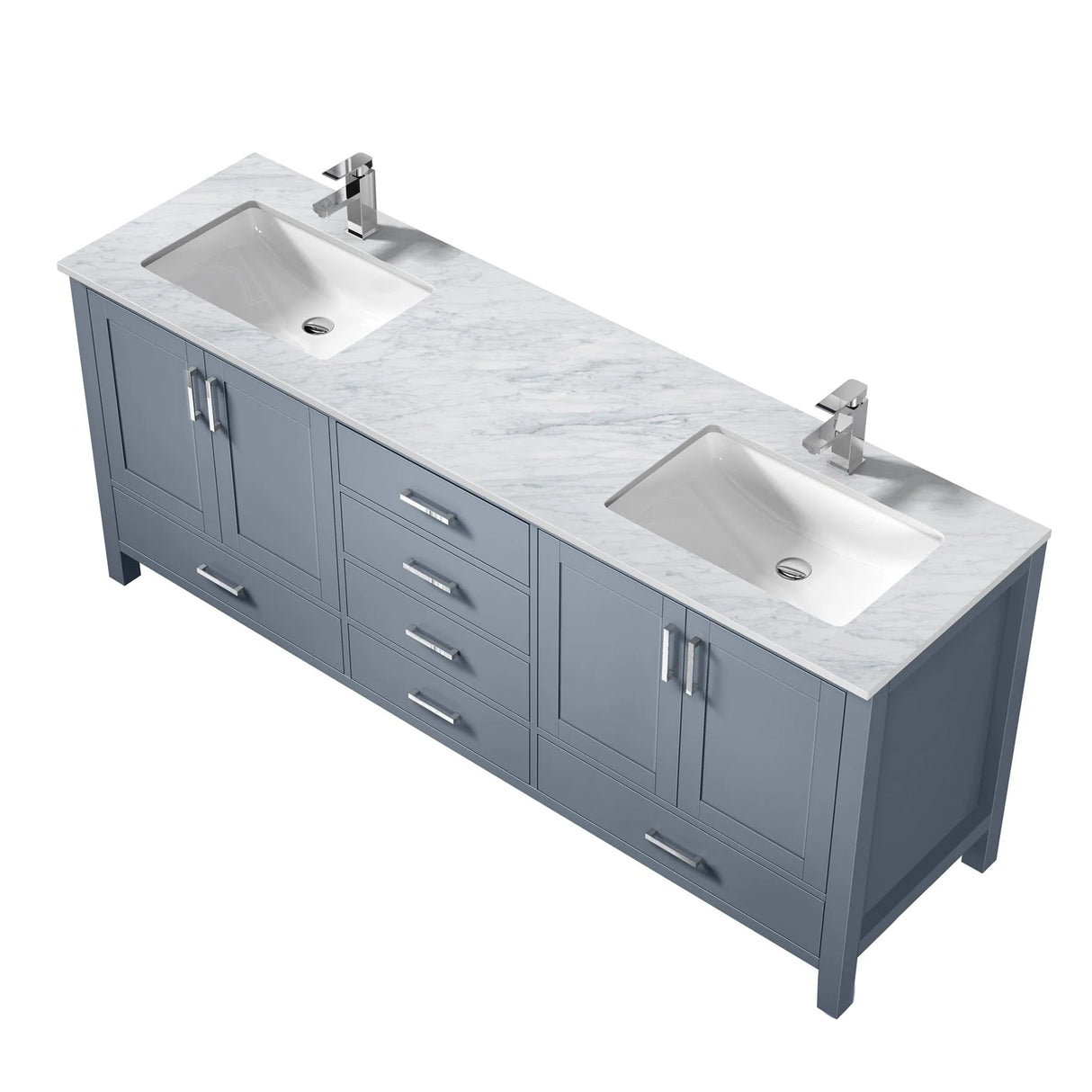 Jacques Dark Grey Freestanding Bathroom Vanity with White Carrara Marble Top, White Square Sink