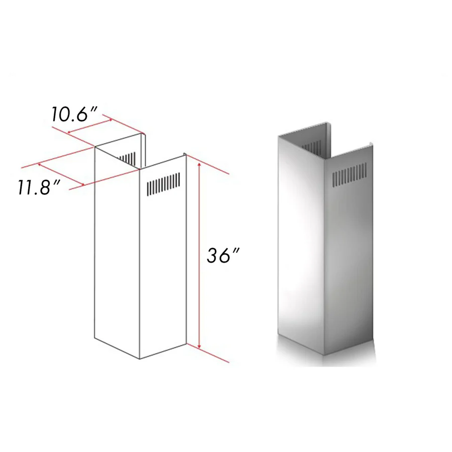ZLINE 1-36 in. Chimney Extension for 9 ft. to 10 ft. Ceilings (1PCEXT-597-304)