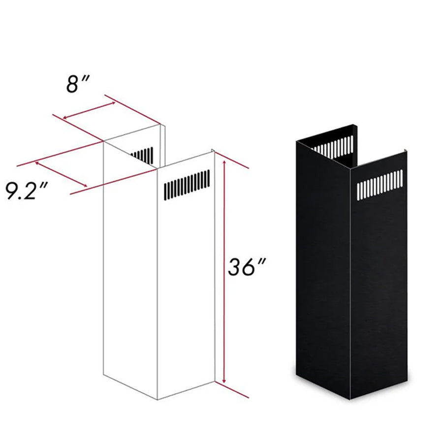 ZLINE 1-36 in. Chimney Extension for 9 ft. to 10 ft. Ceilings in Black Stainless (1PCEXT-BSKBN)