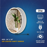 Oval LED Lighted Bathroom Mirror, Modern Touch Switch Dimmable Wall Mounted Mirror ,CCT Remembrance, Lunar Style