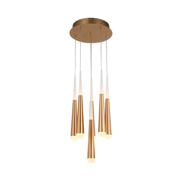 6-Lights LED Pendant Light Fixture, Dimmable, 3000K (Warm White), Brushed Gold