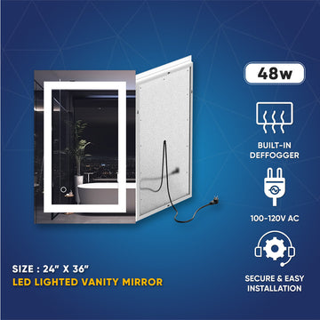 Backlit/Frontlit, Vanity Mirror with Lights, Touch Switch, Anti-Fog, Adjustable 3-Color Temperature & Remembrance, CRI 90+, LED Mirror for Bathroom, Accord Style