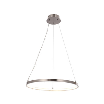 35W Brushed Nickel Finish and White Acrylic Shade - LED Round Pendant Light, 3000K (Warm White), 2000 Lumens - ETL Listed