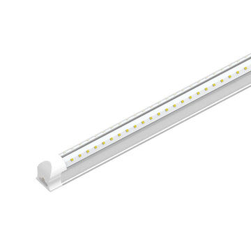 4ft Integrated 30W LED Tube Light Fixture - 3900Lm - 6500k Clear Cover - Double Side V-Shape - Plug and Play