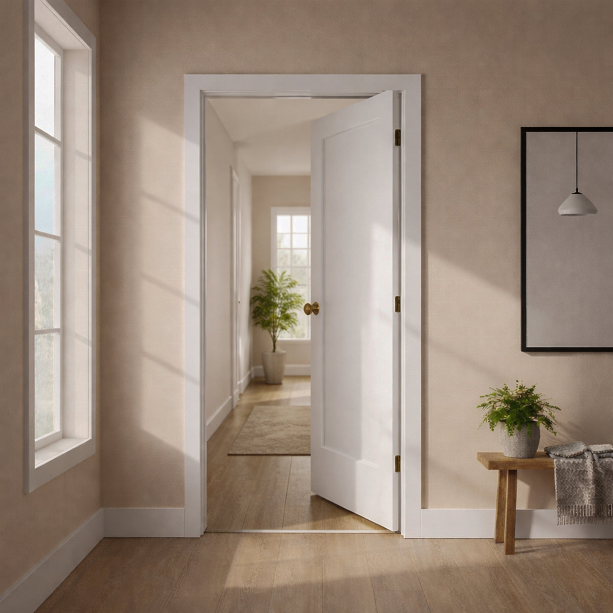 Ivanees 1-Panel Hollow Core Molded Shaker Door Slab - Madison 80 Inch Height