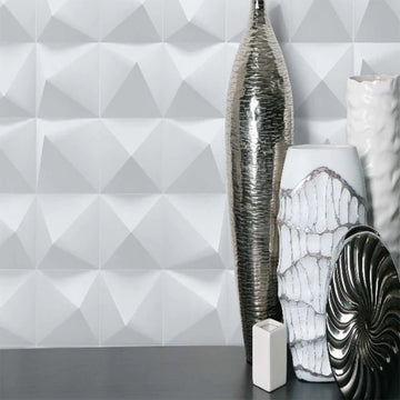 12 x 24 in. Linea White Prizmatic Glossy Rectified Glazed Ceramic Wall Tile
