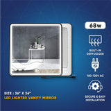 LED Lighted Bathroom Vanity Mirror With Shelf, Wall-Mounted, Touch Switch,  Anti-Fog Adjustable Color Temperature & Remembrance, CRI 90+, Lighted Makeup Mirrors, Raven Style