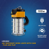 Work Light Fixture With Cage 100W - 5000K, 12000 Lumens, IP65 Rated