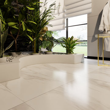 Statuario Cara 24 in. x 48 in. x 8.5 mm Thickness, Polished Porcelain Marble Look Tile (15.5 sq. ft./Case & 2 PCS/Case)