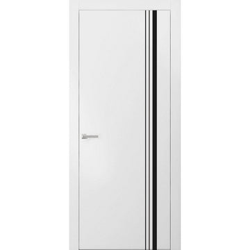 Modern Solid Interior Door with Handle | Planum 0011 White Silk | Single Regural Panel Frame Trims | Bathroom Bedroom Sturdy Doors