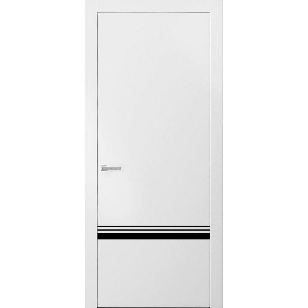 Modern Solid Interior Door with Handle | Planum 0012 White Silk | Single Regural Panel Frame Trims | Bathroom Bedroom Sturdy Doors