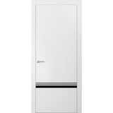Modern Solid Interior Door with Handle | Planum 0012 White Silk | Single Regural Panel Frame Trims | Bathroom Bedroom Sturdy Doors