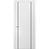 Modern Solid Interior Door with Handle | Planum 0017 White Silk | Single Regural Panel Frame Trims | Bathroom Bedroom Sturdy Doors