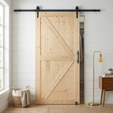 Ivanees Solid Pine Wood Barn Door 84 Inch Height