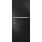 Modern Solid Interior Door with Handle | Planum 0110 Matte Black | Single Regural Panel Frame Trims | Bathroom Bedroom Sturdy Doors