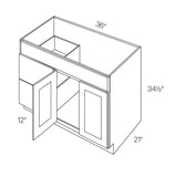 2 Door 2 Drawer Vanity Sink Base Cabinet - Luxor White - 36W x 34 1/2H x 12D - Left - BUILDMYPLACE